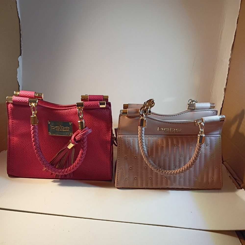 Bebe Pink and Cream Handbag Set